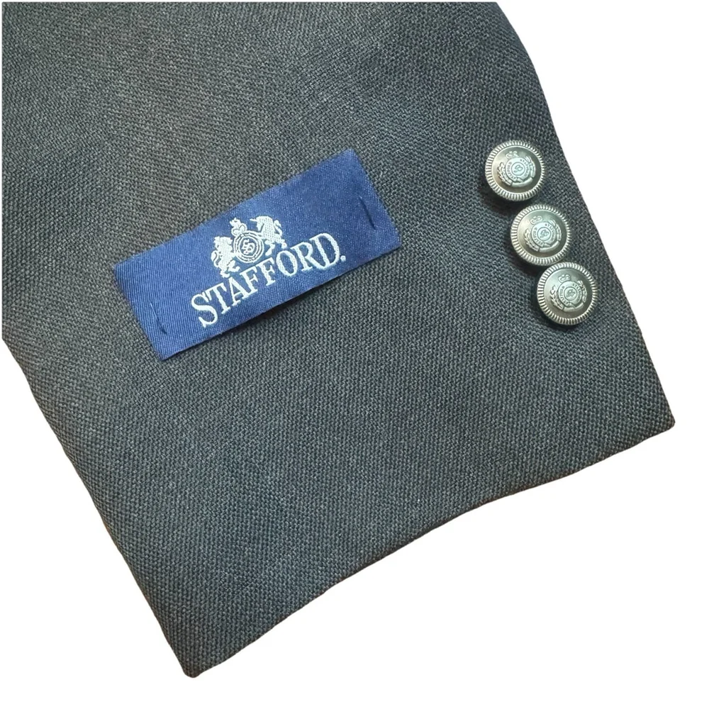 NWT Stafford Ease Wool Blend Suit Blazer Jacket Size:36R Charcoal Gray Vent